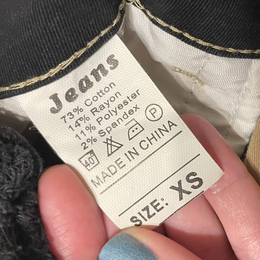 Y2K Patchwork Neutral Colorblock Straight Leg Jeans - Size X-Small XS - Picture 9 of 9